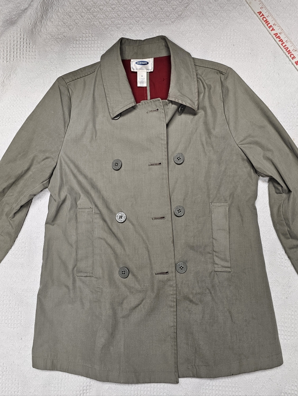 Womens Old Navy Olive Green Double-Breasted Pea Coat